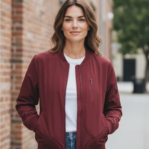 Banana Republic maroon Burgundy Lightweight Bomber Jacket, unisex, sz M
